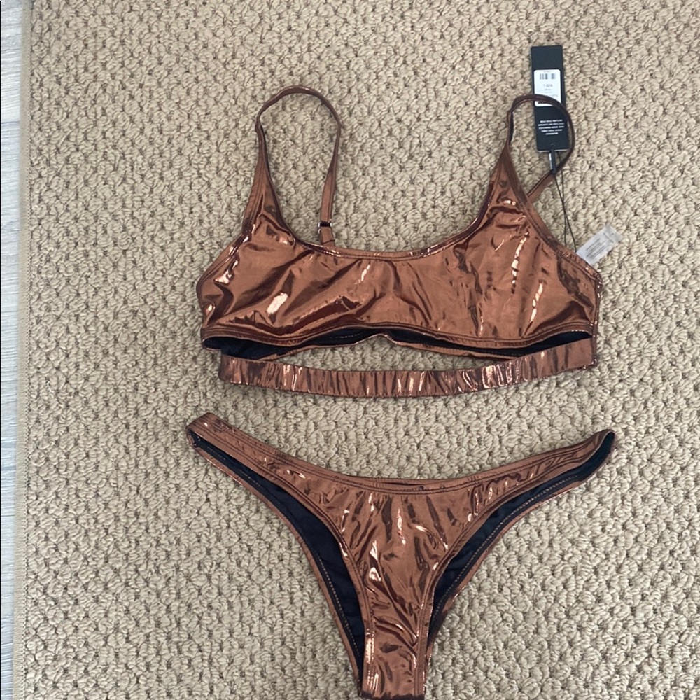 Fashion Nova Brown Bikini Set with Minimalist Design